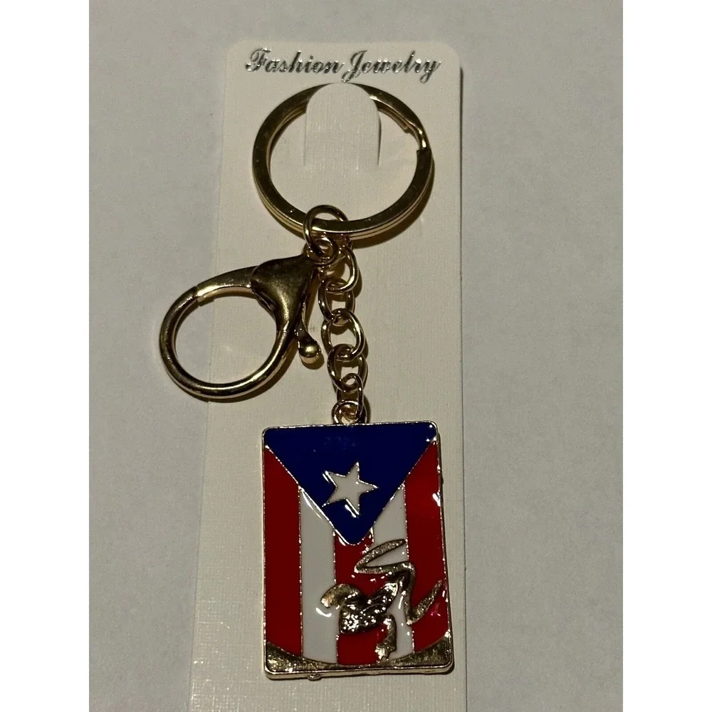 Puerto Rico Flag Keychain Variety Enamel Coqui Bongo Island Souvenir Multicolor